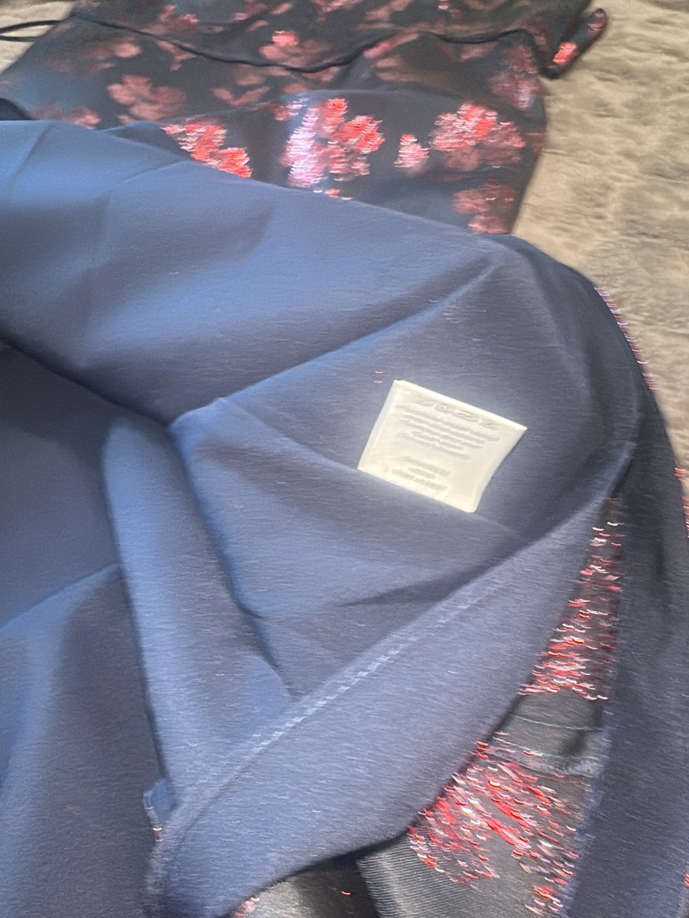 Draper James NWT JACQUARD Dress Navy with Metallic Pink Floral. Pit-pit20 (mix51 - Picture 13 of 13